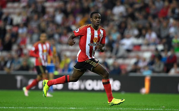 SUNDERLAND, ENGLAND - AUGUST 24: Sunderland player Joel Asoro in action during the EFL Cup Round Two match between Sunderland and Shrewsbury Town at Stadium of Light on August 24, 2016 in Sunderland, England. (Photo by Stu Forster/Getty Images)