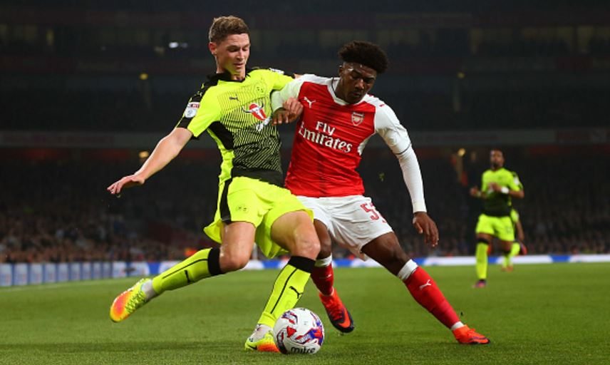 LONDON, ENGLAND - OCTOBER 25: Maitland-Niles used both his pace and strength to good effect when tracking back regularly, which proved troublesome for Reading when attempting to play down the flanks. (Photo by Catherine Ivill - AMA/Getty Images) 