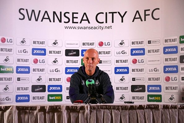 Premier League football club, Swansea City's new US manager Bob Bradley hosts a press conference at the Marriot Hotel in Swansea, south wales on October 7, 2016. Swansea City hired former United States coach Bob Bradley as their new manager on Monday October 3, 2016 after the struggling Premier League club sacked Francesco Guidolin on his birthday. / AFP / Geoff CADDICK (Photo credit should read GEOFF CADDICK/AFP/Getty Images)