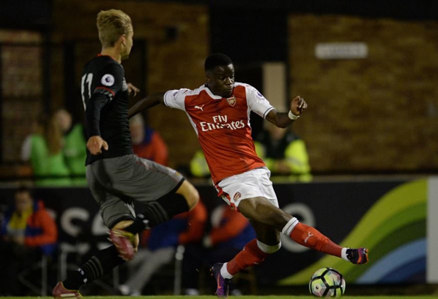 Stephy Mavididi (right) in action against Southampton's u23 side. (Photo by David Price / Getty Images)