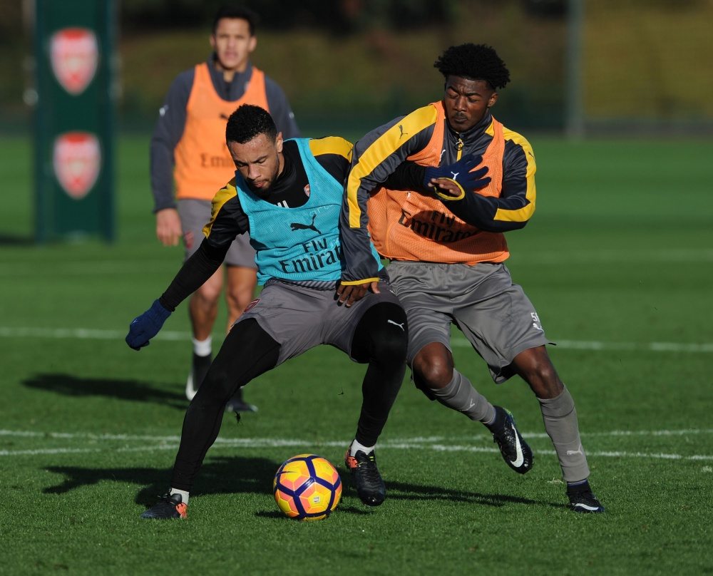 Arsenal youngsters training with the first team