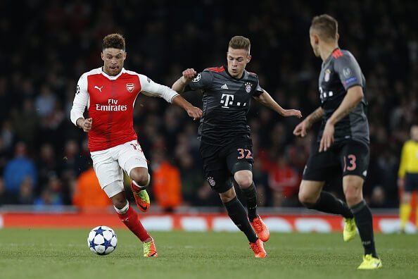 Oxlade-Chamberlain in action against Bayern on Tuesday
