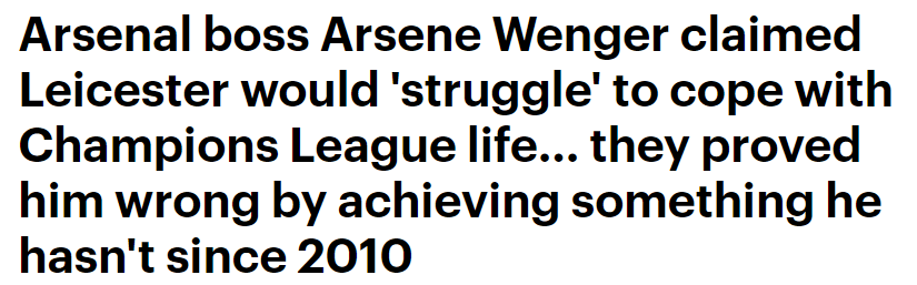 daily mail wenger leicester