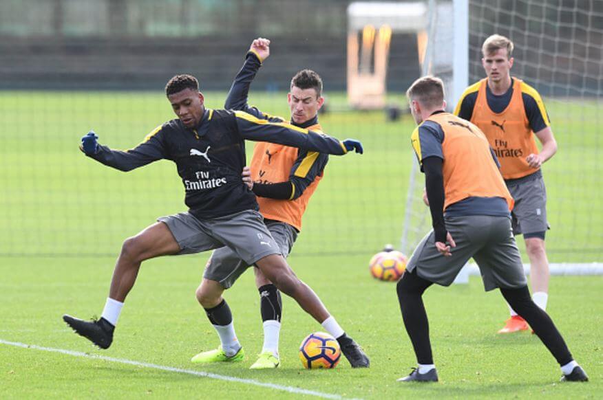 Ramsey (right) and Koscielny (C) have both been pictured back in full training this week