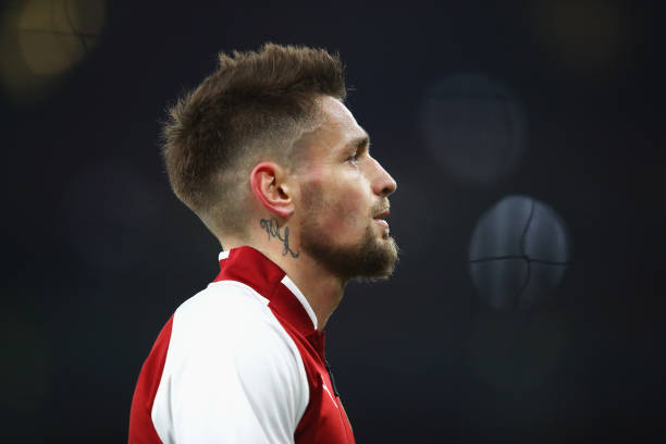 LONDON, ENGLAND - DECEMBER 19: Mathieu Debuchy of Arsenal looks on prior to the Carabao Cup Quarter-Final match between Arsenal and West Ham United at Emirates Stadium on December 19, 2017 in London, England. (Photo by Julian Finney/Getty Images)