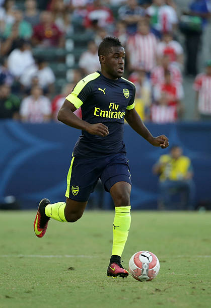CARSON, CA - JULY 31: Joel Campbell #28 of Arsenal in action against Chivas de Guadalajara at StubHub Center on July 31, 2016 in Carson, California. (Photo by Jeff Gross/Getty Images)