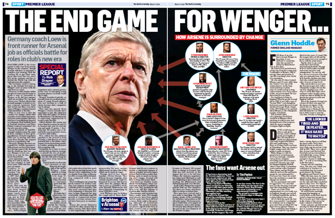 Mail on Sunday 4 March 2018 End game for Wenger