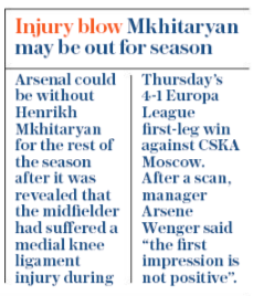 daily telegraph 7 april 2018 mkhitaryan injury
