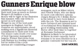 2 may 2018 daily mail arsenal manager wages