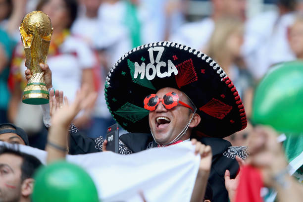 MOSCOW, RUSSIA - JUNE 17: Mexico supporters enjoy the pre-match atmosphere prior to the 2018 FIFA World Cup Russia group F match between Germany and Mexico at Luzhniki Stadium on June 17, 2018 in Moscow, Russia. (Photo by Alexander Hassenstein/Getty Images)