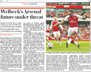 180717 daily telegraph danny welbeck
