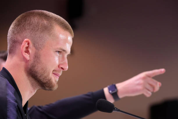 SAINT PETERSBURG, RUSSIA - JULY 09: Eric Dier of England speaks to the media during an England press conference at Repino Cronwell Park Hotel on July 9, 2018 in Saint Petersburg, Russia. (Photo by Alexander Hassenstein/Getty Images)