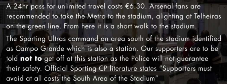 Metro information via Arsenal