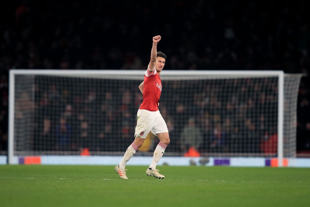 LONDON, ENGLAND - DECEMBER 13: Laurent Koscielny of Arsenal reacts as he is substituted during the UEFA Europa League Group E match between Arsenal and Qarabag FK at Emirates Stadium on December 13, 2018 in London, United Kingdom. (Photo by Marc Atkins/Getty Images)