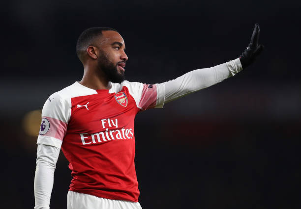 LONDON, ENGLAND - JANUARY 19: Alexandre Lacazette of Arsenal during the Premier League match between Arsenal FC and Chelsea FC at Emirates Stadium on January 19, 2019 in London, United Kingdom. (Photo by Catherine Ivill/Getty Images)