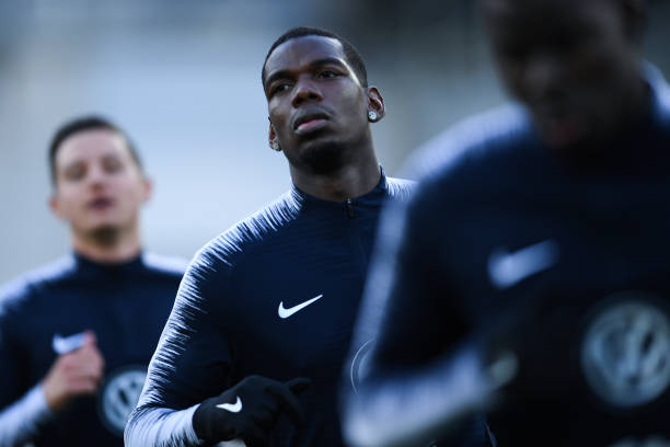 ANDORRA LA VELLA, ANDORRA - JUNE 11: Paul Pogba of France looks on during the warm up prior to the UEFA Euro 2020 Qualification match between Andorra and France at Estadi Nacional on June 11, 2019 in Andorra la Vella, Andorra. (Photo by David Ramos/Getty Images)