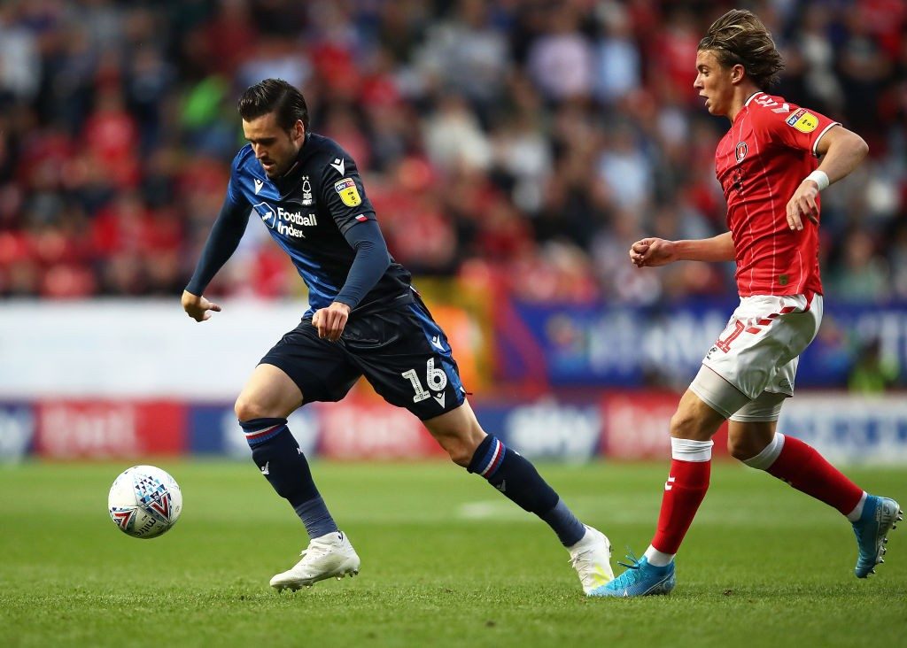 LONDON, ENGLAND - AUGUST 20: Carl Jenkinson of Charlton moves away from Conor Gallagher of Charlton during the Sky Bet Championship match between Charlton Athletic and Nottingham Forrest at The Valley on August 20, 2019, in London, England. (Photo by Julian Finney/Getty Images)