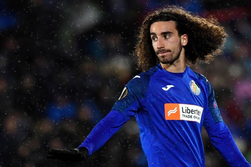 Getafe's Spanish defender Marc Cucurella gestures during the UEFA Europa League Group C football match between Getafe CF and FC Krasnodar at the Coliseum Alfonso Perez stadium in Getafe, on December 12, 2019. (Photo by PIERRE-PHILIPPE MARCOU / AFP)