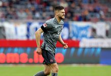 No serious injury to Mavropanos despite early substitution Konstantinos Mavropanos grimaces after picking up injury (Photo: Sportfoto Zink)