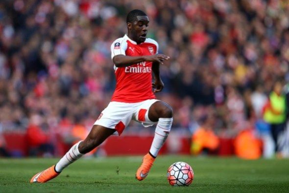 LONDON, ENGLAND - MARCH 13: Joel Campbell of Arsenal in action during The Emirates FA Cup Sixth Round match between Arsenal and Watford at the Emir...
