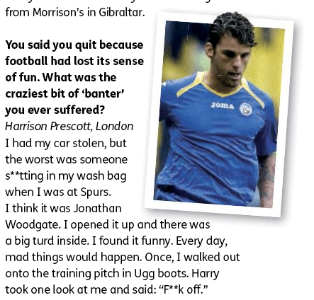 Bentley: Tottenham legend s**t in my washbag 2 Four Four Two