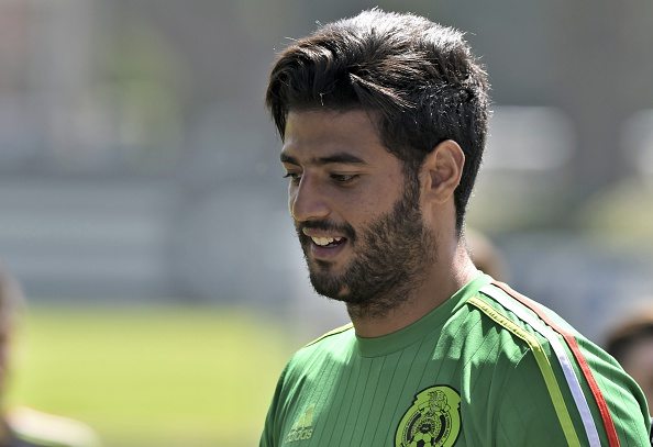 Mexico's national team forward Carlos Vela leaves the field after a training session at the High Performance Center in the outskirts of Mexico City...