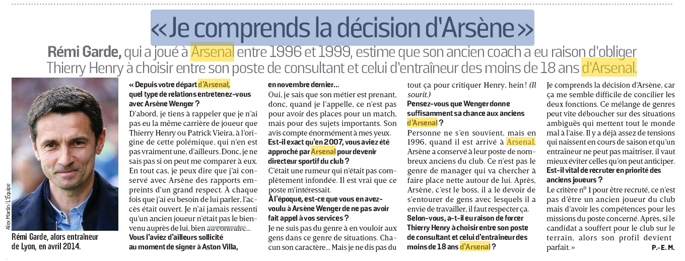 remi garde lequipe interview
