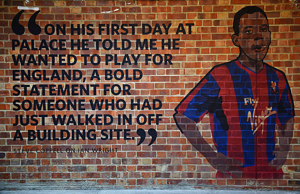 Arsenal legends: Ian Wright Wright Wright! 4 LONDON, ENGLAND - OCTOBER 18: A mural depicting a quote from ex-Crystal Palace manager Steve Coppell about striker Ian Wright is seen prior to the Barclays Premier League match between Crystal Palace and Chelsea at Selhurst Park on October 18, 2014 in London, England. (Photo by Paul Gilham/Getty Images)