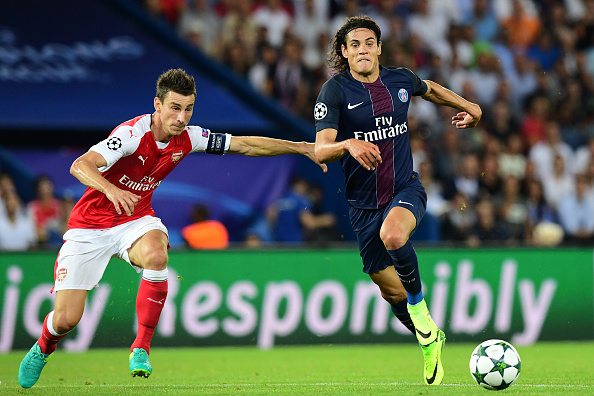 laurent koscileny edinson cavani arsenal v psg