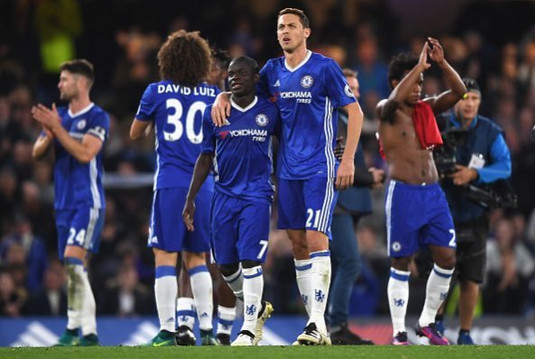 Nemanja Matic - Arsenal helped us 2 LONDON, ENGLAND - OCTOBER 23: N'Golo Kante of Chelsea and Nemanja Matic of Chelsea react after the full time whistle during the Premier League match between Chelsea and Manchester United at Stamford Bridge on October 23, 2016 in London, England. (Photo by Shaun Botterill/Getty Images)