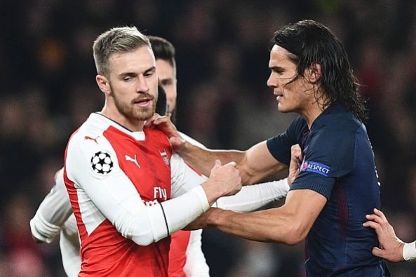 Aaron Ramsey and Edinson Cavani