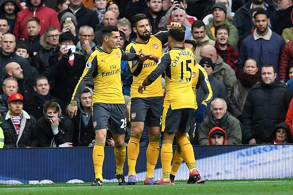 Coquelin praises impact subs 2 Olivier Giroud (C) celebrates his late headed effort, giving Arsenal a hard-fought point in a match they could've easily squandered all three. (Picture source: Paul Ellis / AFP / Getty Images)