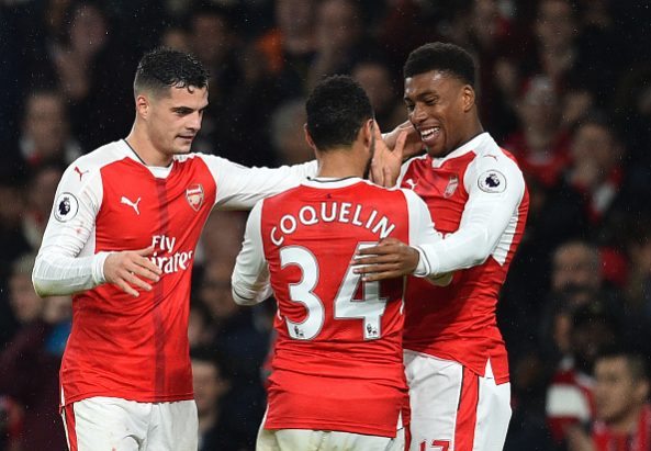 Alex Iwobi, Granit Xhaka and Francis Coquelin
