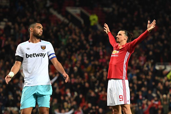 MANCHESTER, ENGLAND - NOVEMBER 30: Zlatan Ibrahimovic of Manchester United celebrates after scoring his team's fourth goal of the game during the E...