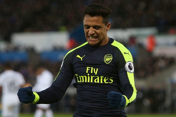 Alexis Sanchez scores v Swansea