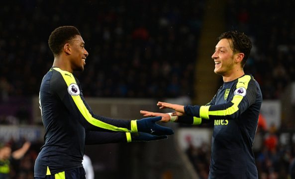 Mesut Ozil and Alex Iwobi
