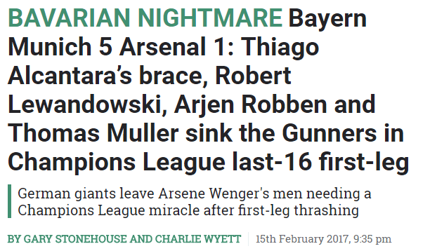 How the back pages dealt with Arsenal's embarrassment 9 170216 sun