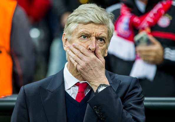 MUNICH, GERMANY - FEBRUARY 15: Headcoach Arsene Wenger of Arsenal FC before the UEFA Champions League Round of 16 first leg match between FC Bayern...
