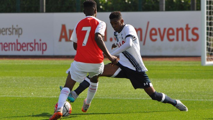 Tella (no.7) in action against Tottenham u18s back in September last year