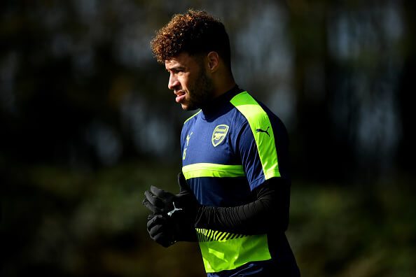 ST ALBANS, ENGLAND - MARCH 06: Alex Oxlade Chamberlain arrives prior to the Arsenal traing session at London Colney on March 6, 2017 in St Albans, ...