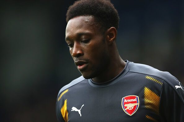 WEST BROMWICH, ENGLAND - MARCH 18: Danny Welbeck of Arsenal warms up prior to the Premier League match between West Bromwich Albion and Arsenal at ...