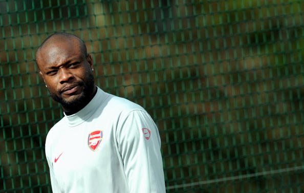 Arsenal's French defender William Gallas during a training session at the club's complex in London Colney, on March 30, 2010. Arsenal are to play B...