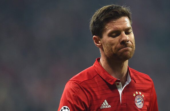 Bayern Munich's Spanish midfielder Xabi Alonso reacts during the UEFA Champions League round of sixteen football match between FC Bayern Munich and Arsenal in Munich, southern Germany, on February 15, 2017