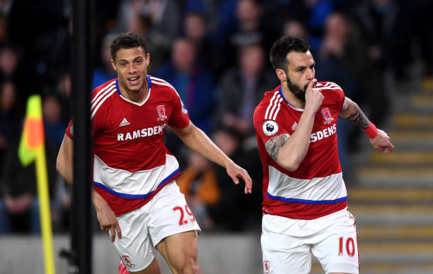 Oxlade-Chamberlain must start: Middlesbrough v Arsenal preview 3 Negredo (R) celebrates his finish against Hull - first in open play since November