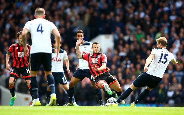 Wilshere (c) in action against Tottenham