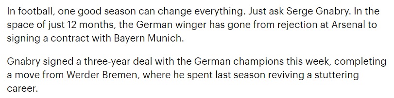 daily mail gnabry rejection