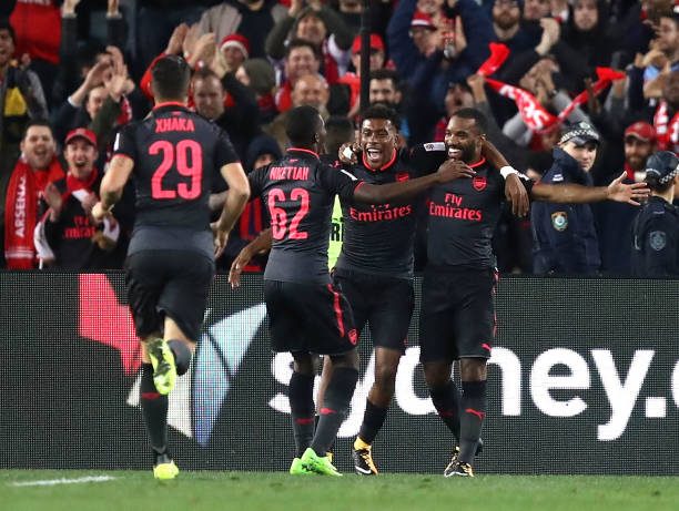 Alexandre Lacazette celebrates debut goal
