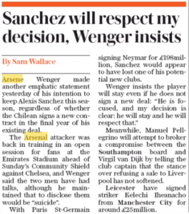170804 telegraph sport wenger alexis