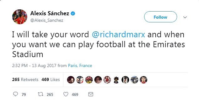 Arsenal fans fearing the worst after Alexis deletes tweet located in Paris 2 Alexis tweety paris france