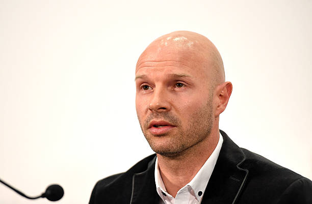LONDON, ENGLAND - MAY 8: Danny Mills speaks during the FA Chairman's England Commission Press Conference at Wembley Stadium on May 8, 2014 in Londo...
